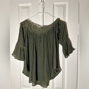 jella c. Off the shoulder green top